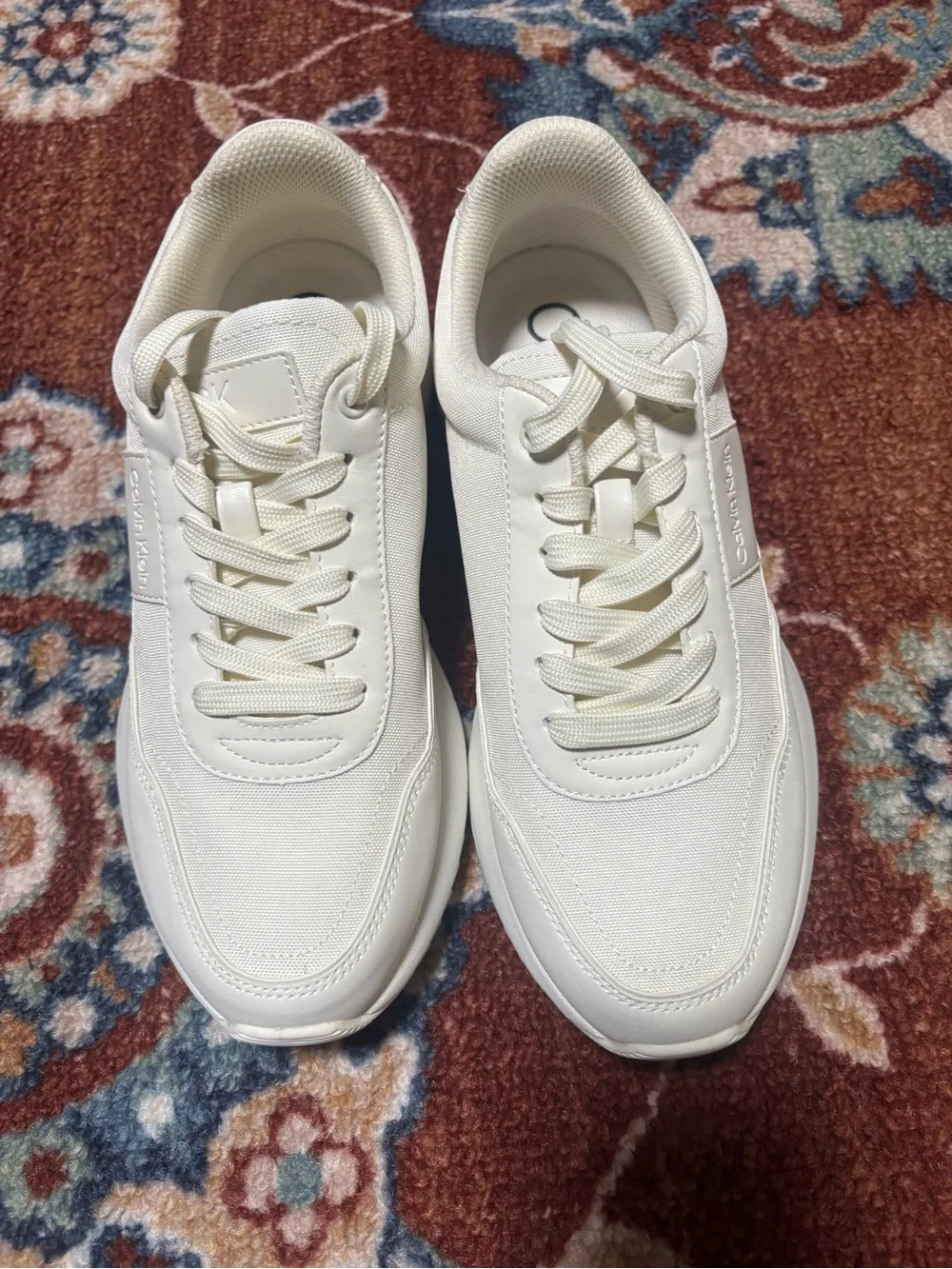 Calvin Klein Pippy Sneakers Women's White Lace Up Lifestyle Shoes size 10